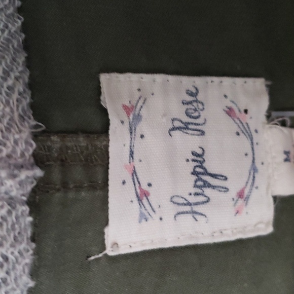 Hippie Rose Olive Hoodie Distressed Boho Jacket Size Medium - Picture 5 of 10